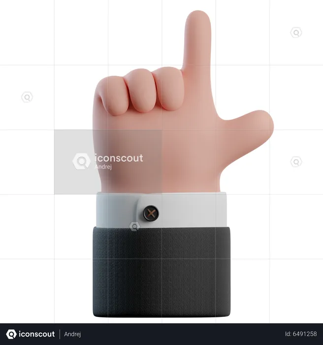 Index finger up Hand Gestures  3D Icon