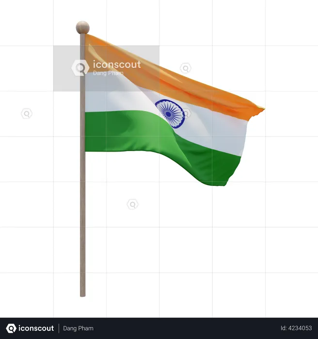India Flag Pole  3D Illustration