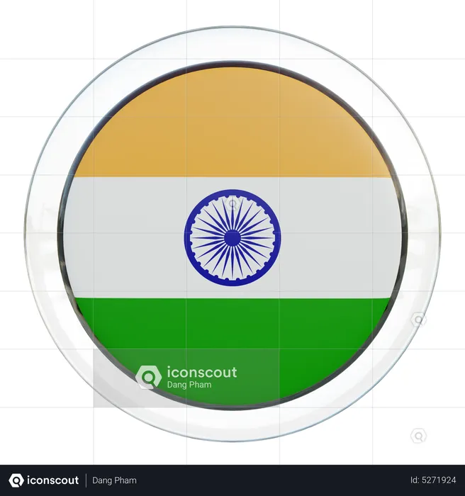 India Round Flag Flag 3D Icon