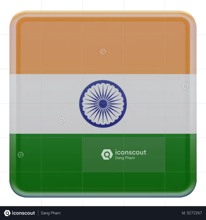 India Square Flag Flag 3D Icon