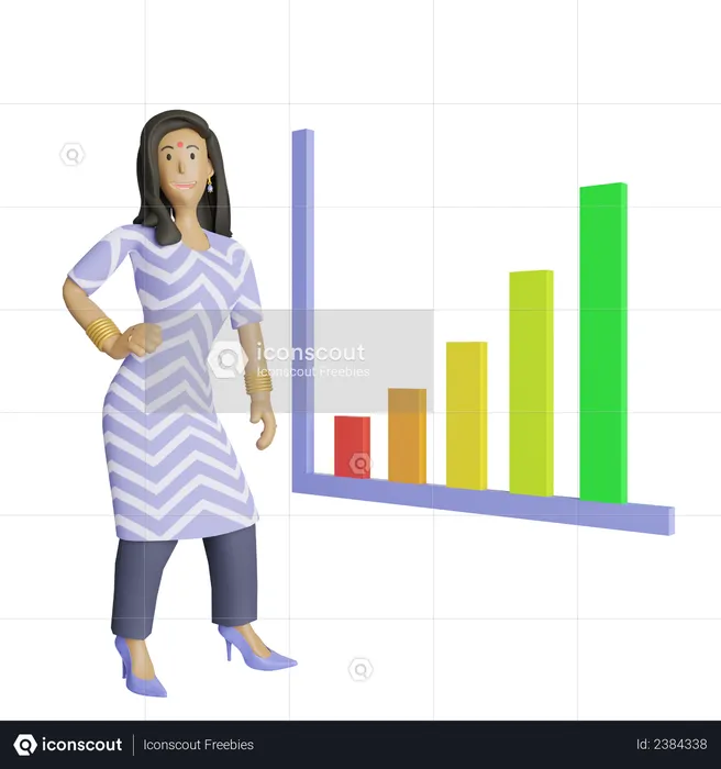 Indian business woman doing great in marketing  3D Illustration