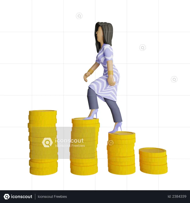 Indian female investor gaining profit from investment  3D Illustration