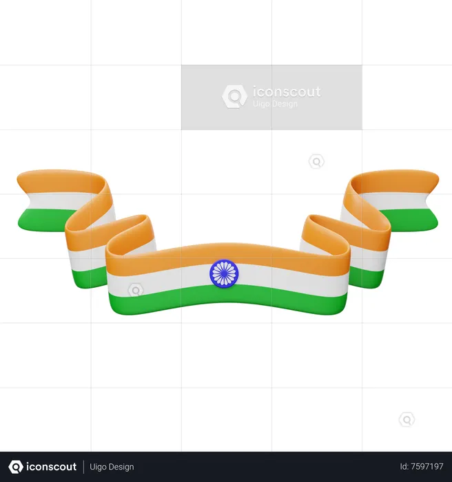 Indian Flag Ribbon 6  3D Icon