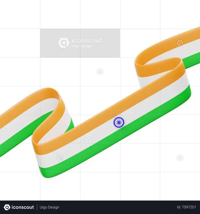 Indian Flag Ribbon  3D Icon