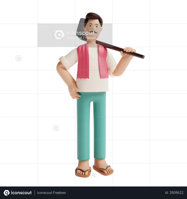 Indian male farmer  3D Illustration