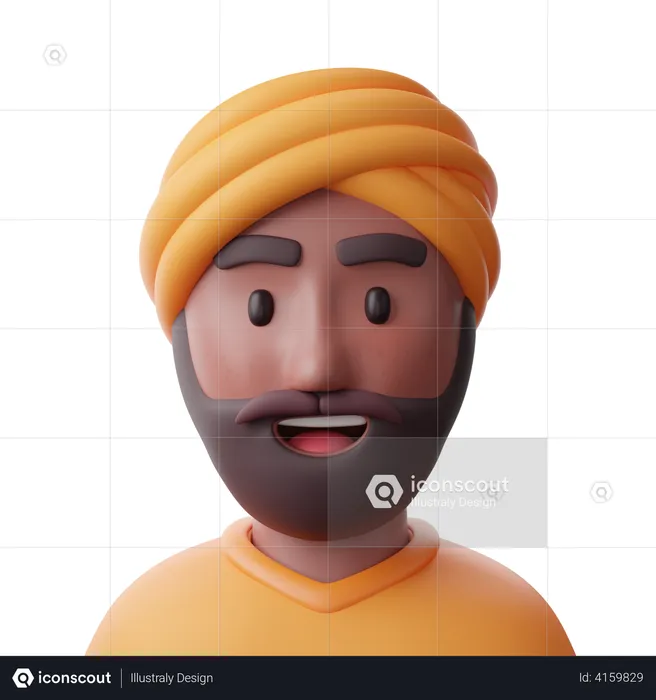 Indian Man  3D Icon