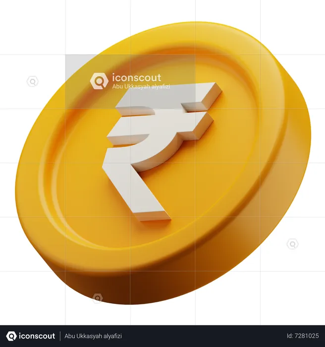 Indian Rupee Gold Coin  3D Icon