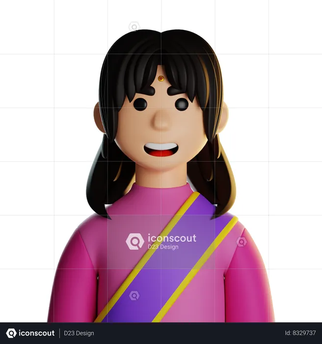 Indian Woman  3D Icon
