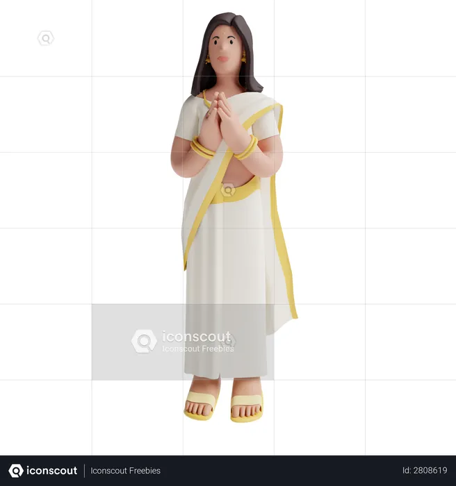 Indian woman in saree  3D Illustration