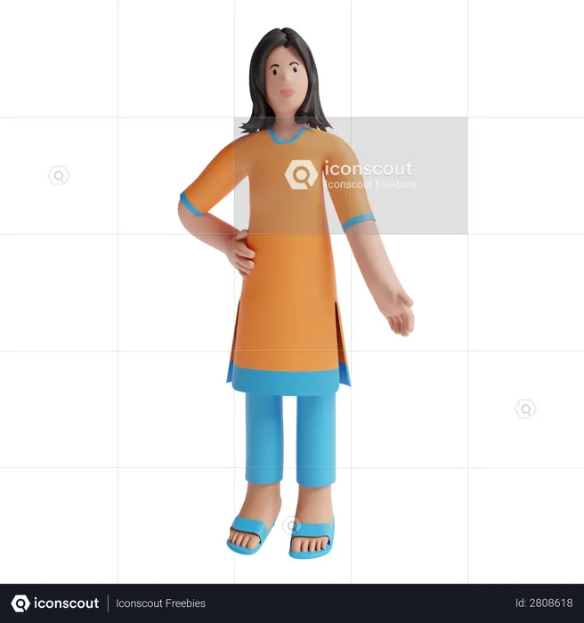 Indian Woman with traditional wear  3D Illustration