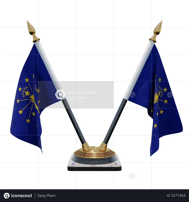 Indiana Double (V) Desk Flag Stand Flag 3D Icon