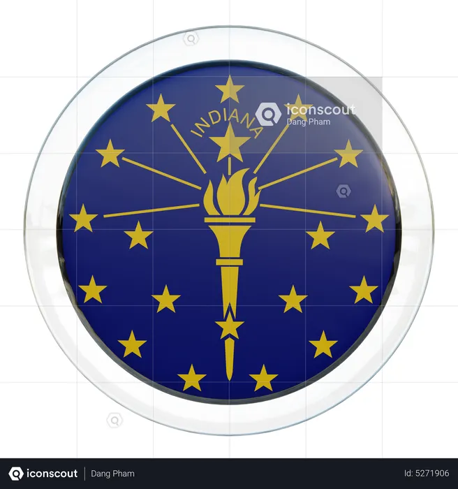 Indiana Round Flag Flag 3D Icon