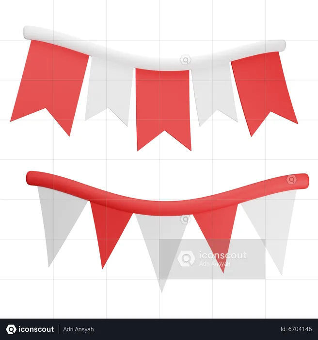 Indonatian Flag Garlands  3D Illustration