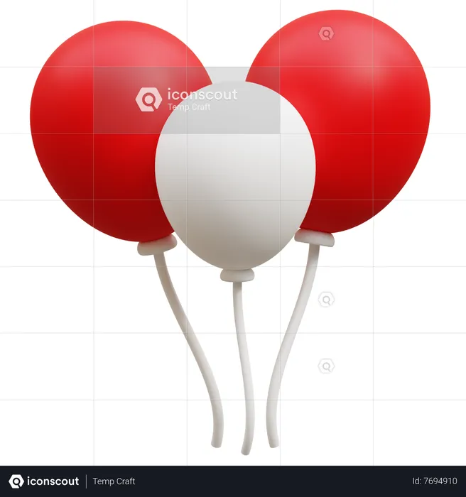 Indonesia Balloons  3D Icon