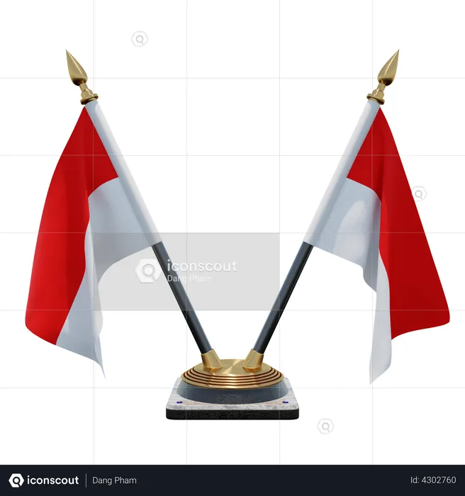 Indonesia Double Desk Flag Stand Flag 3D Flag