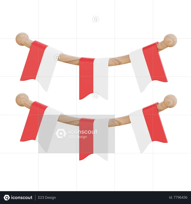 Indonesia Flag Garland  3D Icon