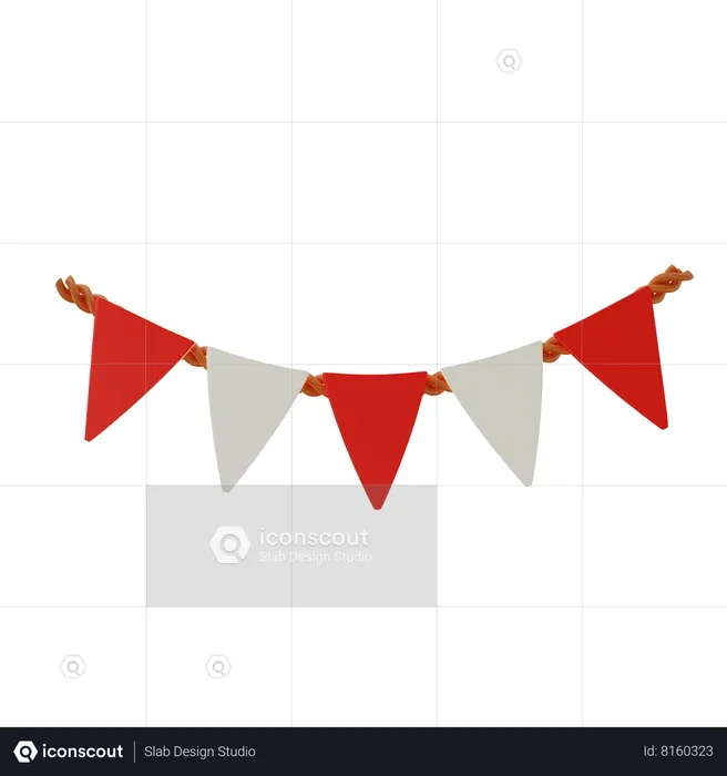 Indonesia Flag Garland  3D Icon