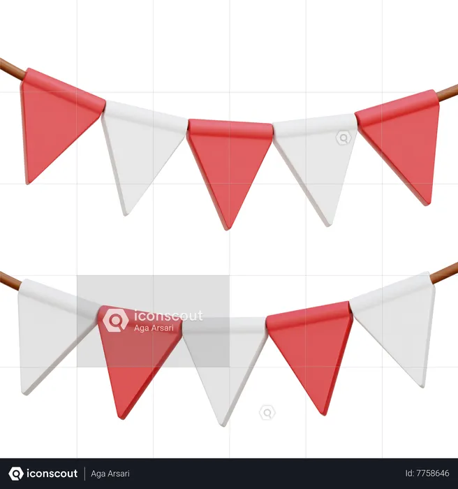 Indonesia Flag Garland  3D Icon