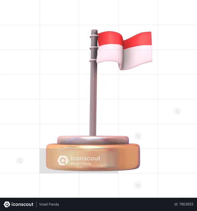 Indonesia Flag On Podium  3D Icon