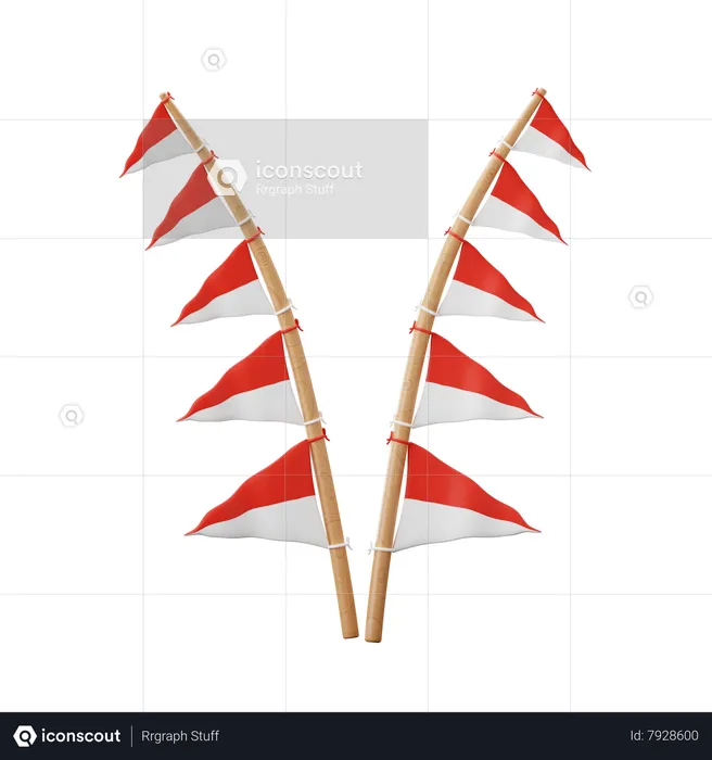 Indonesia Flag Pennant  3D Icon