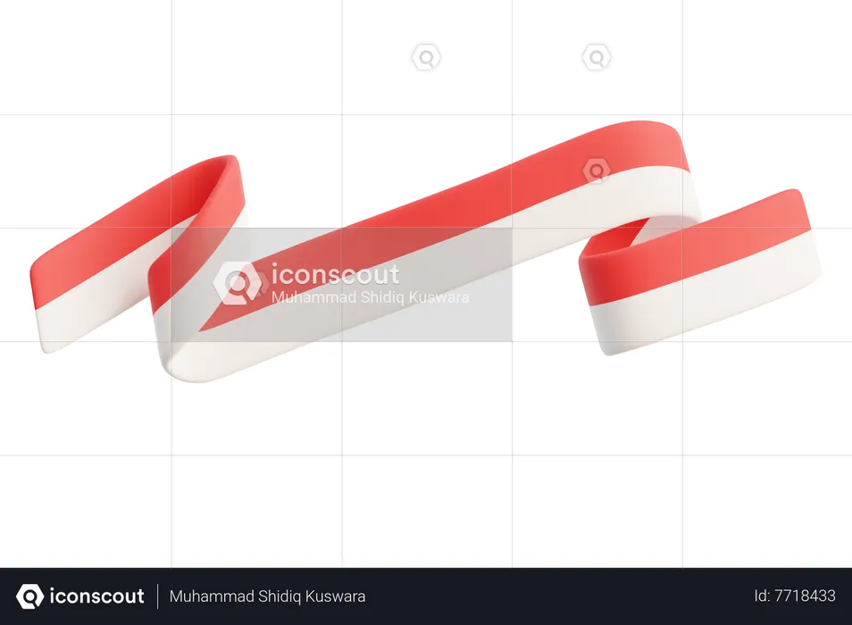 Indonesia Flag Ribbon  3D Icon
