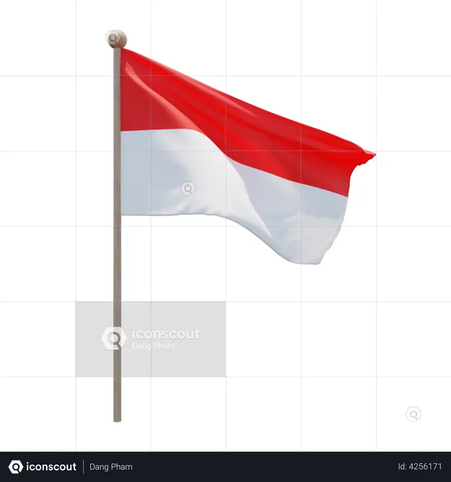 Indonesia Flagpole Flag 3D Flag