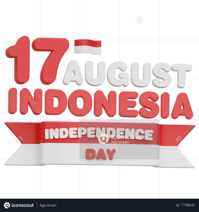 Indonesia Independence Day  3D Icon