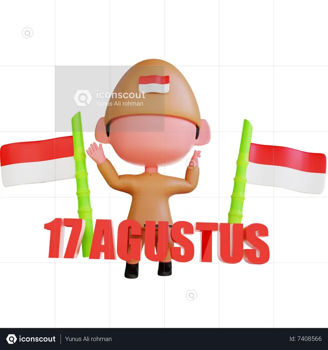 Indonesia Independence Day  3D Illustration