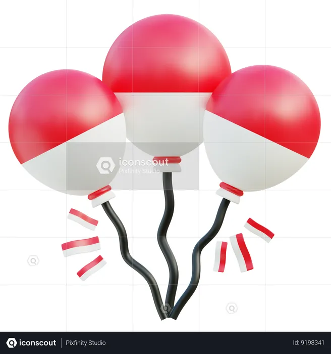Indonesia Independence Day Balloons  3D Icon