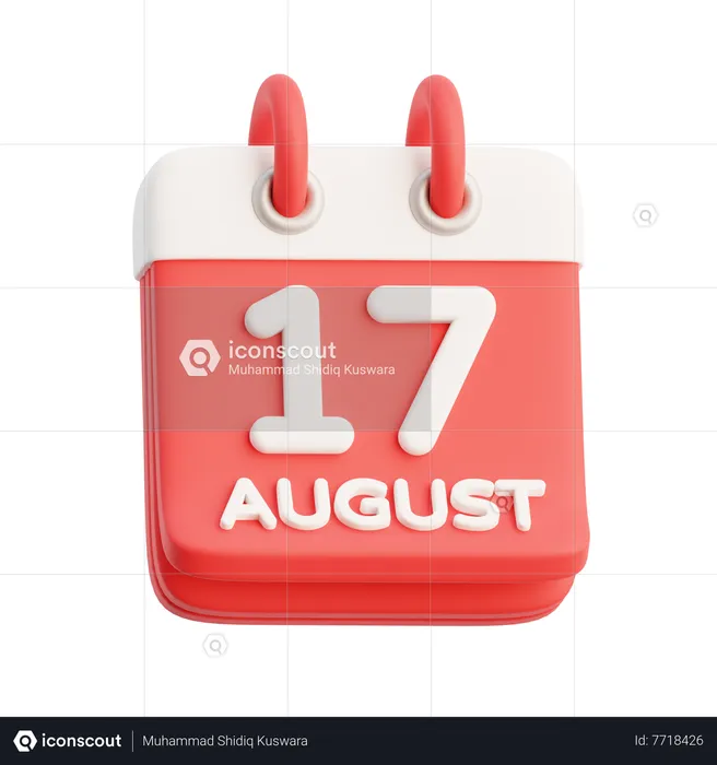 Indonesia Independence Day Calendar  3D Icon