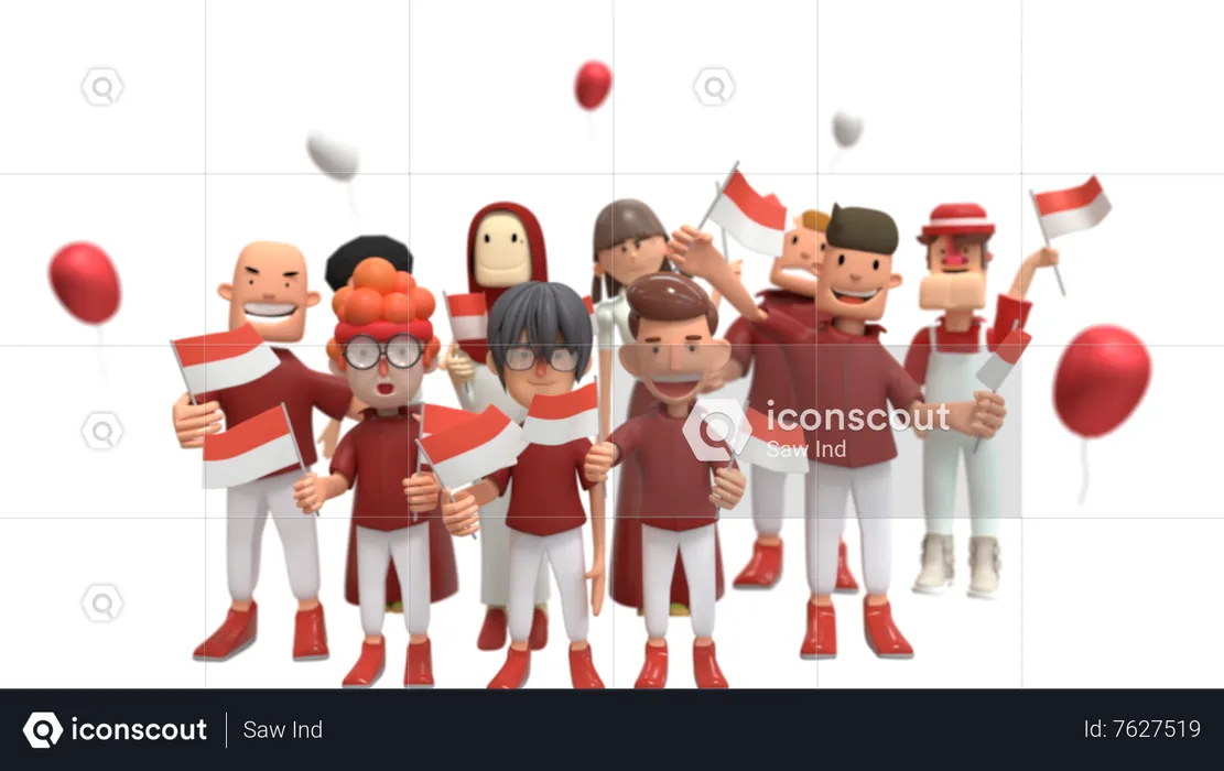 Indonesia man holding flag  3D Illustration