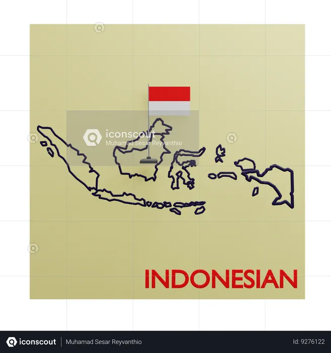 Indonesia Map Flag 3D Icon