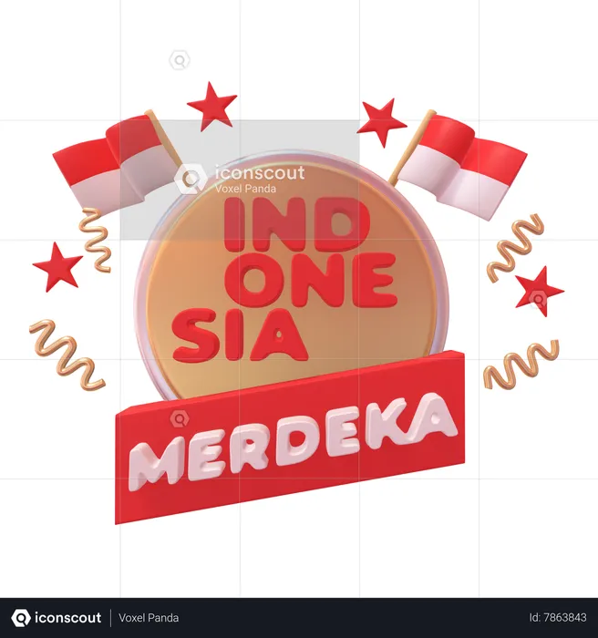 Indonesia Merdeka Badge  3D Icon