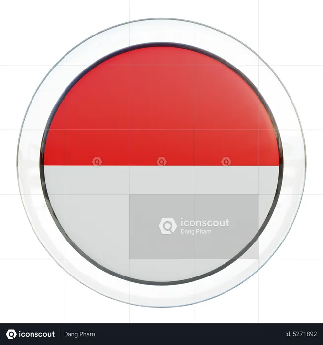 Indonesia Round Flag Flag 3D Icon