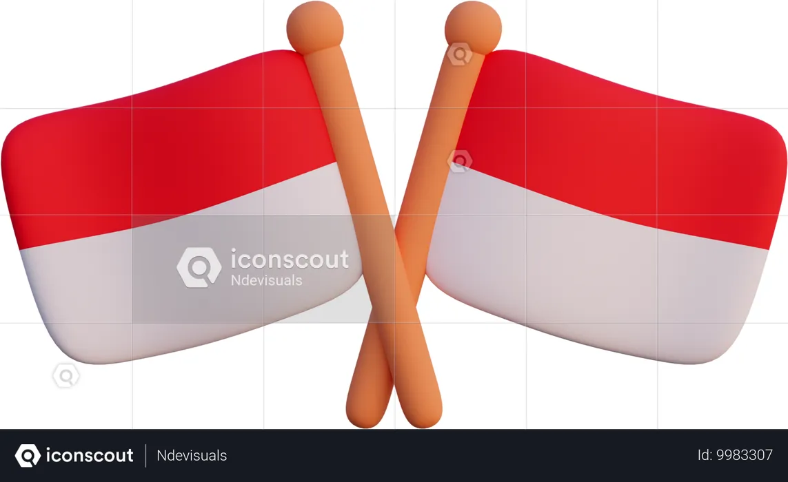 Indonesian flag  3D Icon