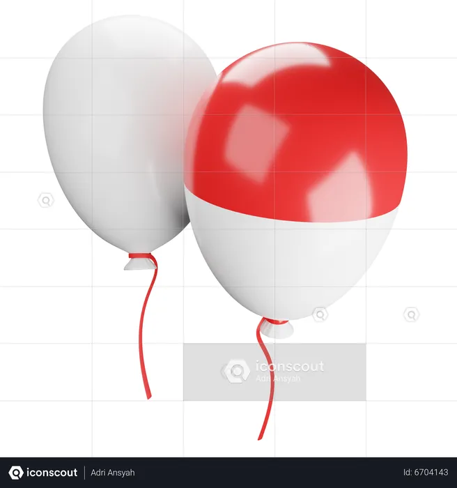 Indonesian Flag Balloons  3D Illustration