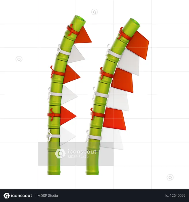Indonesian Flag Decoration  3D Icon