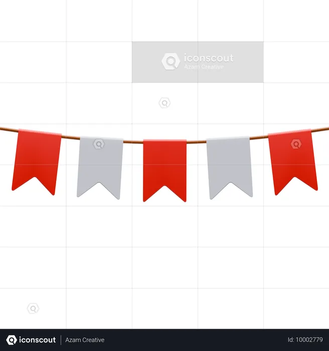 Indonesian Flag Decoration  3D Icon