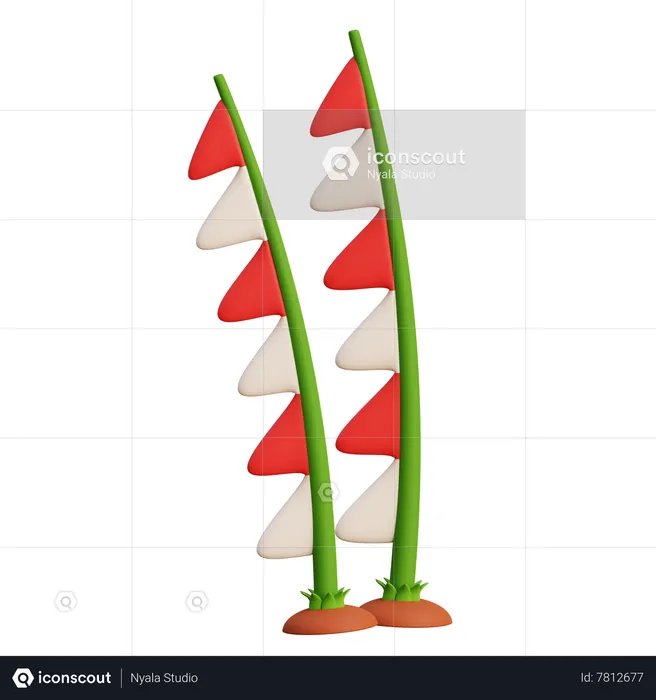 Indonesian Flag Decoration  3D Icon