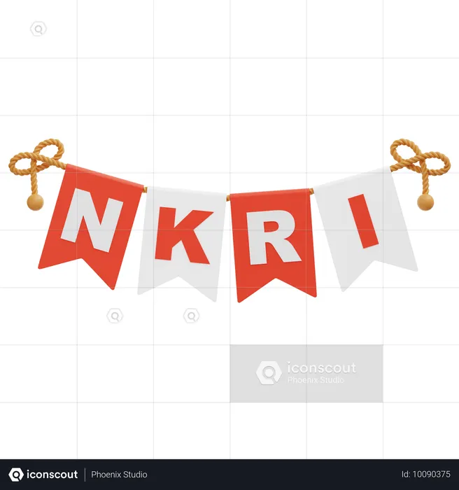 인도네시아 국기 화환 nkri  3D Icon