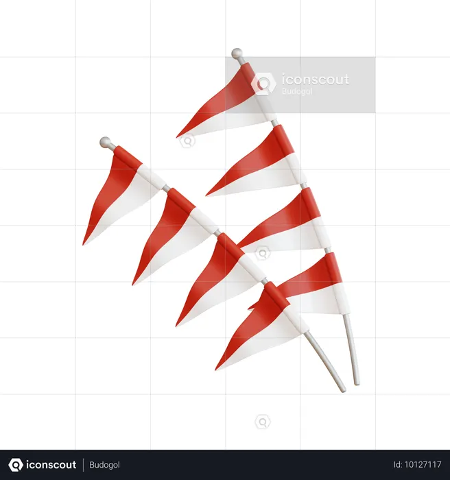 Indonesian Flag Pennant  3D Icon