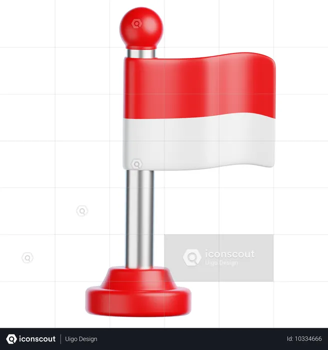 Indonesian Flag Pole  3D Icon