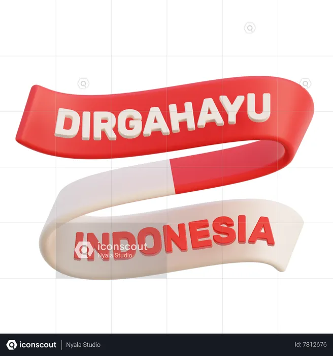 Indonesian Flag Ribbon  3D Icon