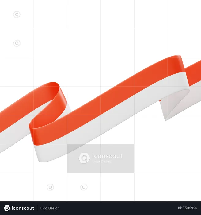 Indonesian Flag Ribbon  3D Icon