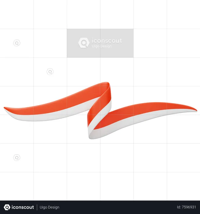 Indonesian Flag Ribbon  3D Icon