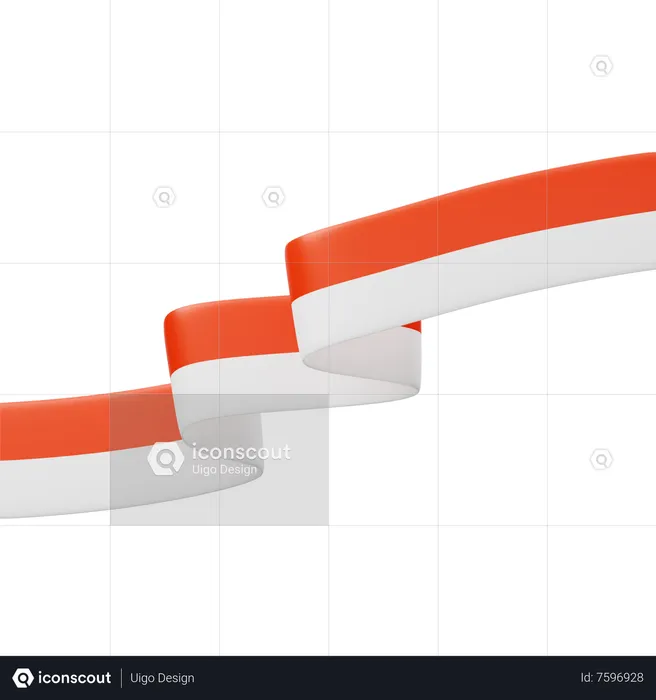 Indonesian Flag Ribbon  3D Icon