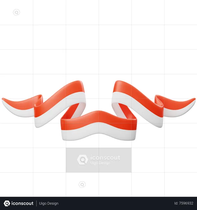 Indonesian Flag Ribbon  3D Icon