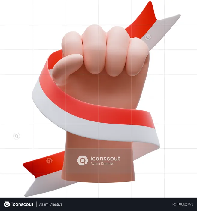 손에 감싸인 인도네시아 국기  3D Icon