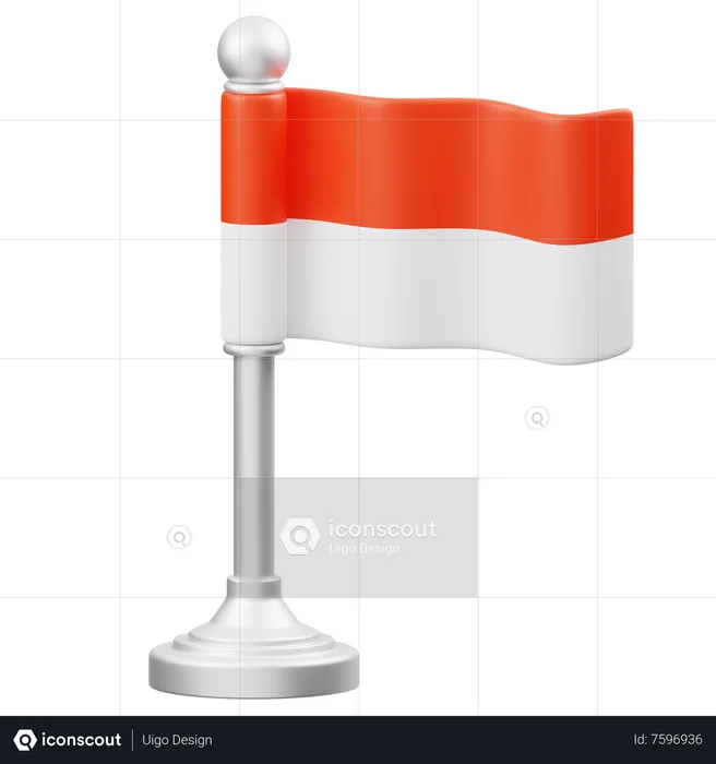 Indonesian Flagpole  3D Icon