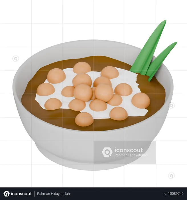 Indonesian Food Bubur Candil Made From Flour With Palm Sugar In A Bowl  3D Icon